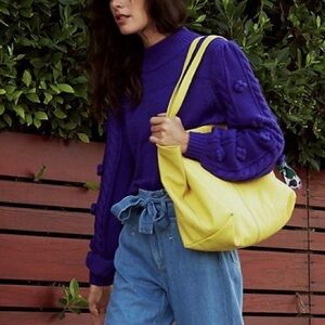 Anthropologie Maeve Kiara Textured Wool Blend Purple Sweater Size Small